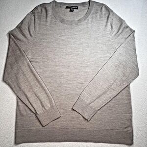 Katherine Barclay Sweater Womens XXL Gray 100% Merino Wool Crewneck Pullover